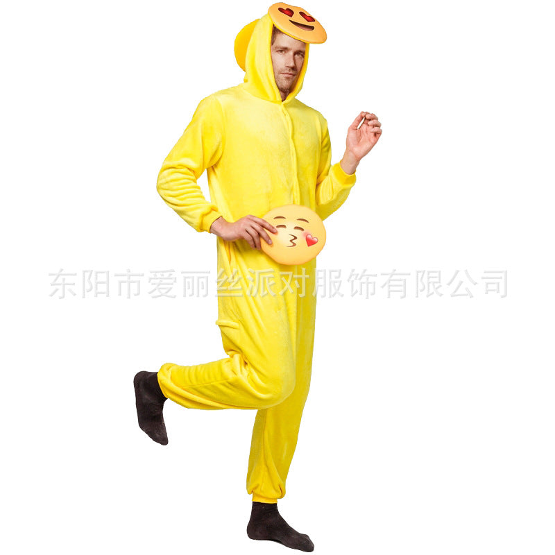 Funny smile face adult onesie pajamas Halloween cosplay costume party outfit