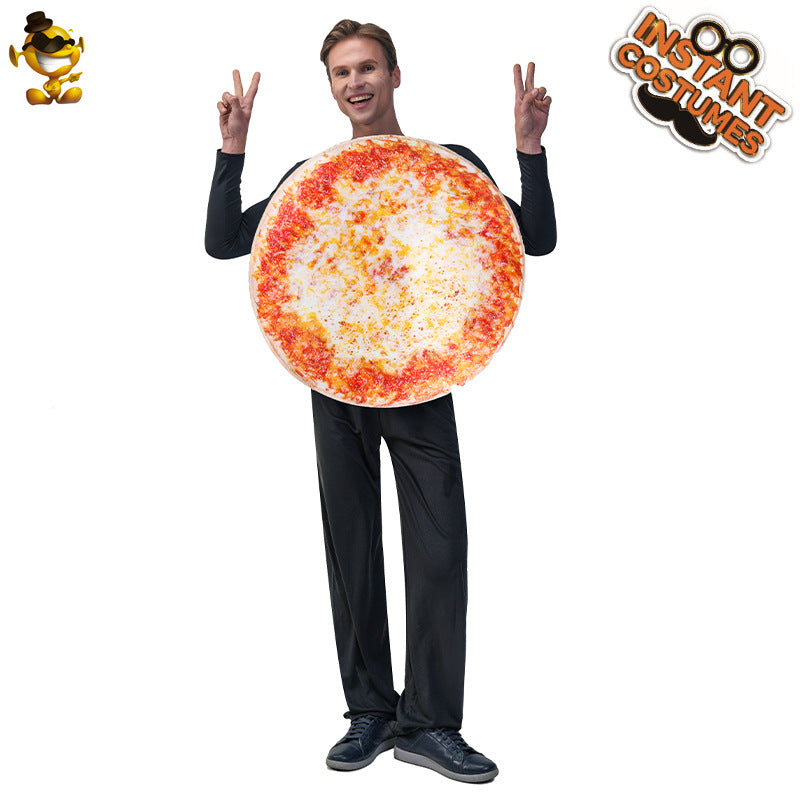 Halloween pizza costume for kids and adults, funny food cosplay outfit for family and parties