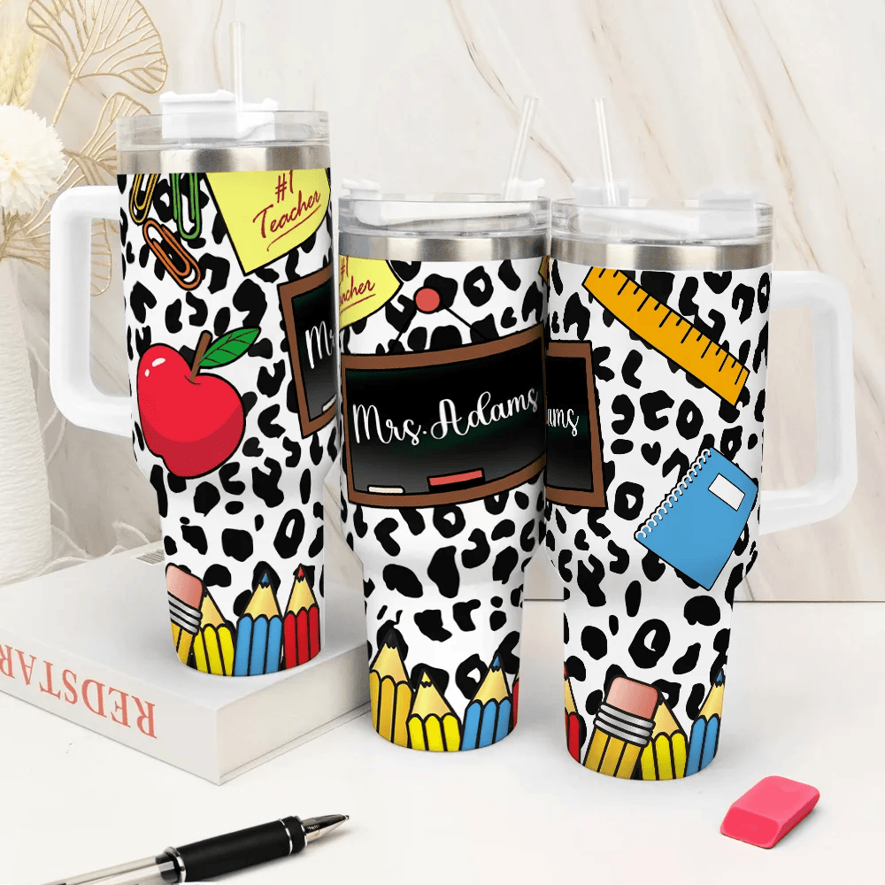Custom Name 40oz Tumbler Cup with Straw Stainless Steel Mug img 4