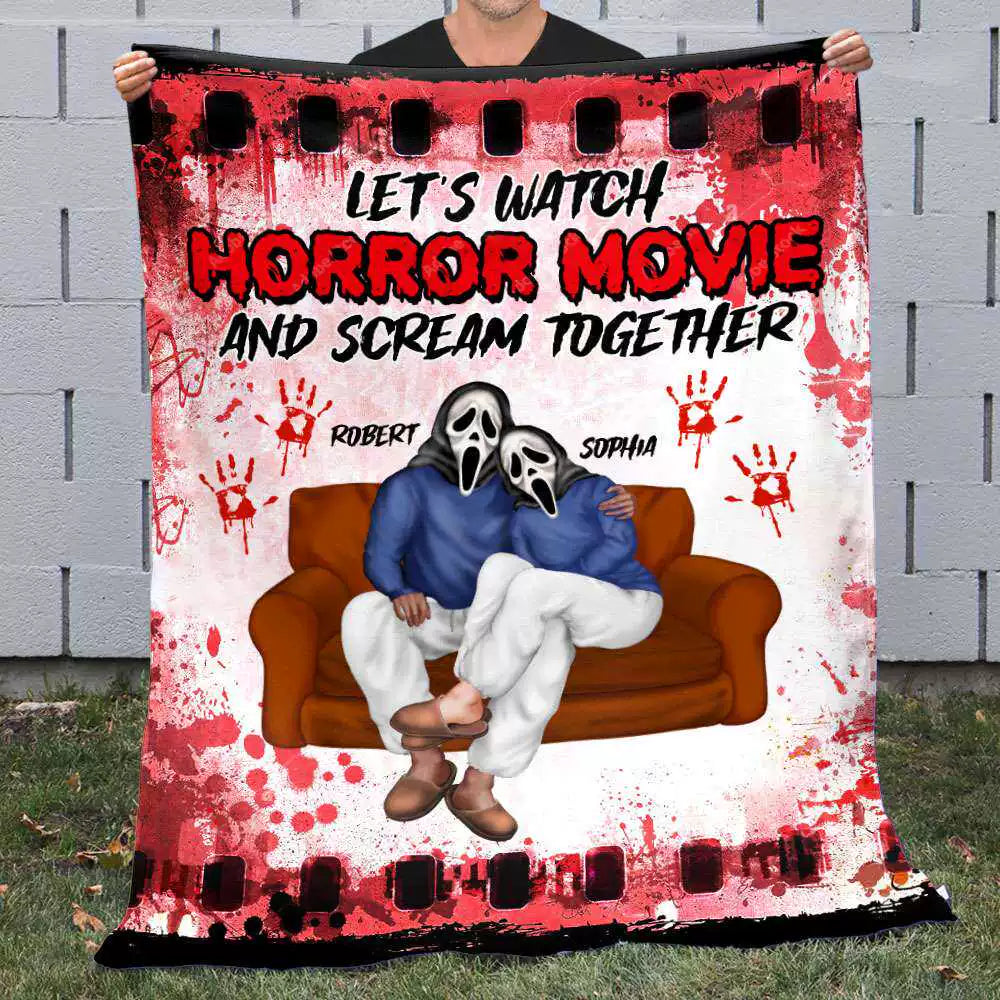 Custom Couple Blanket Horror Couple Blanket Halloween Gift