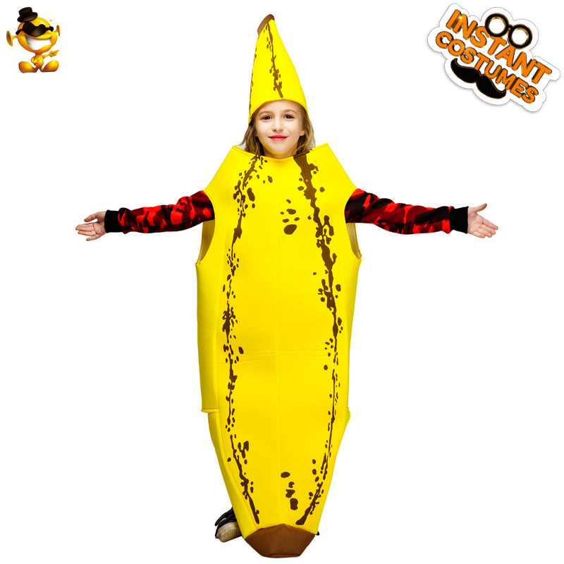 Halloween banana costume for adults and kids, funny cosplay fruit outfit, family matching couples costume for carnival and performance