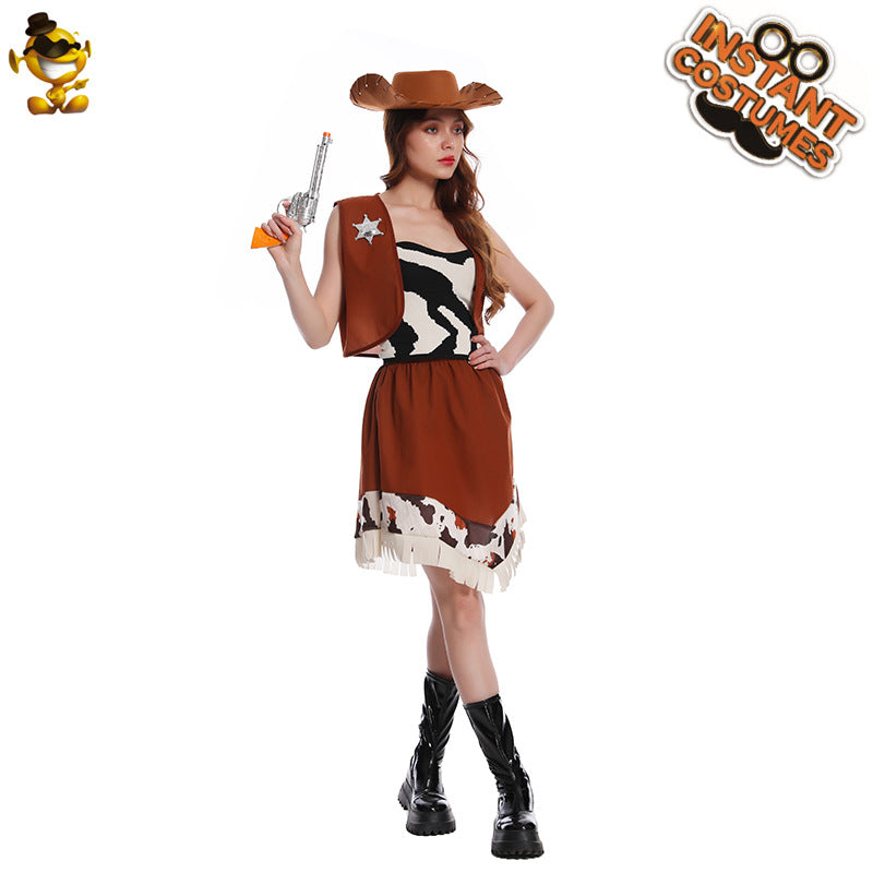 women's denim skirt for Halloween cosplay western cowboy costume party performance outfit
