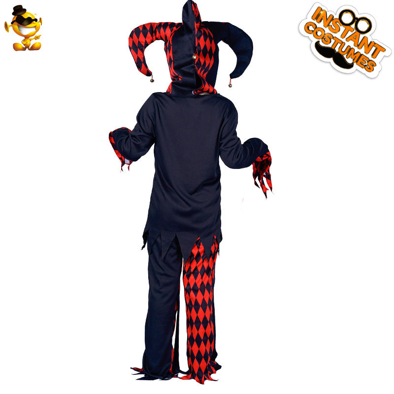 evil clown costume for kids halloween cosplay scary realistic stage role play outfit