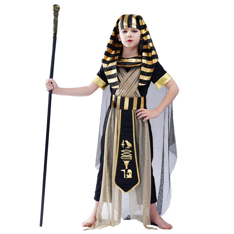 egyptian pharaoh costume for kids boys cosplay halloween stage performance