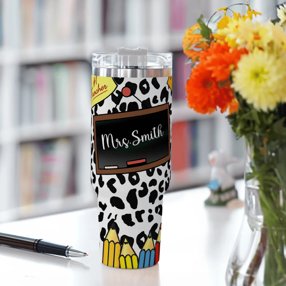 Custom Name 40oz Tumbler Cup with Straw Stainless Steel Mug img 1
