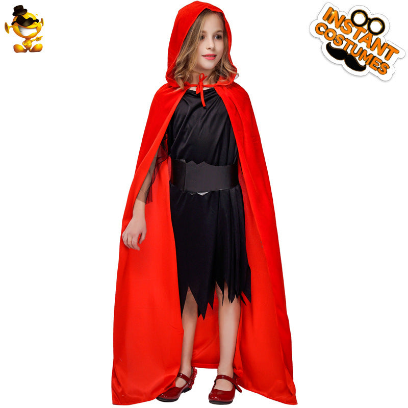 girls velvet hooded cape for halloween princess costume party dress up