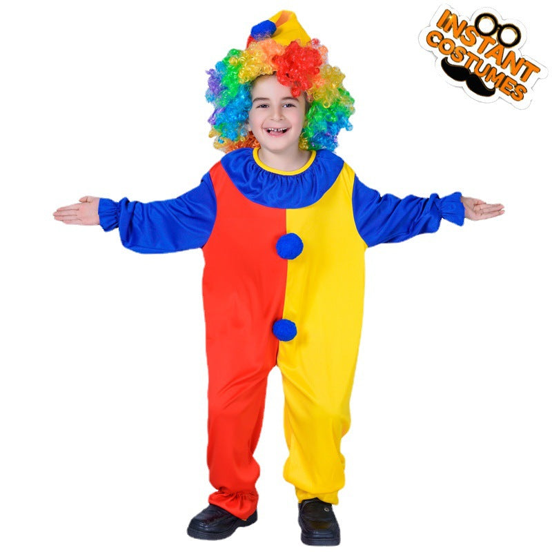 Halloween kids clown costume for cosplay and performance