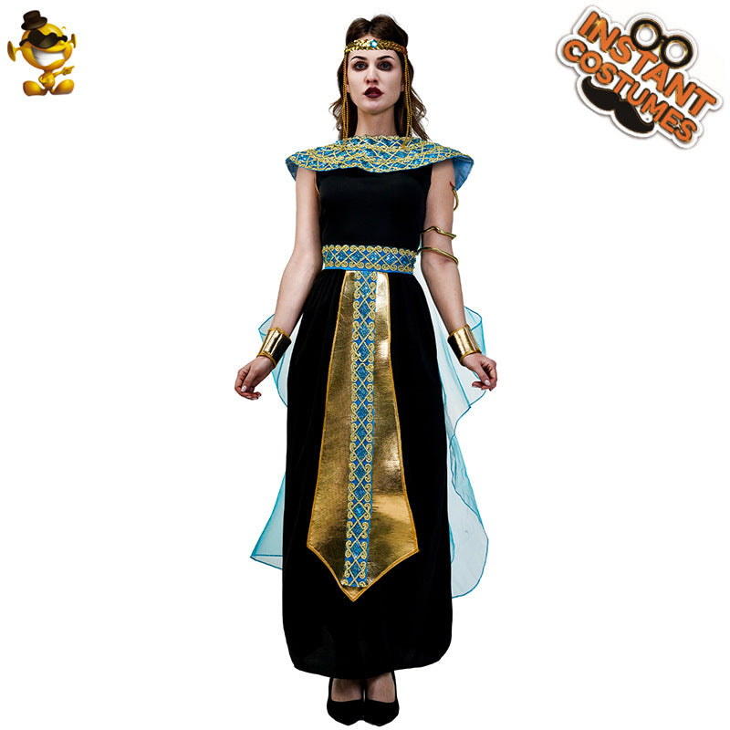 Disfraz de reina egipcia para mujer, ideal para Halloween, cosplay, fiestas y actuaciones escénicas.