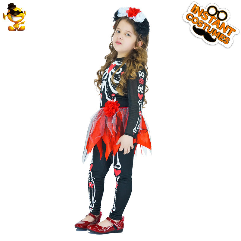 Halloween childrens ghost skeleton costume stage performance cosplay outfit