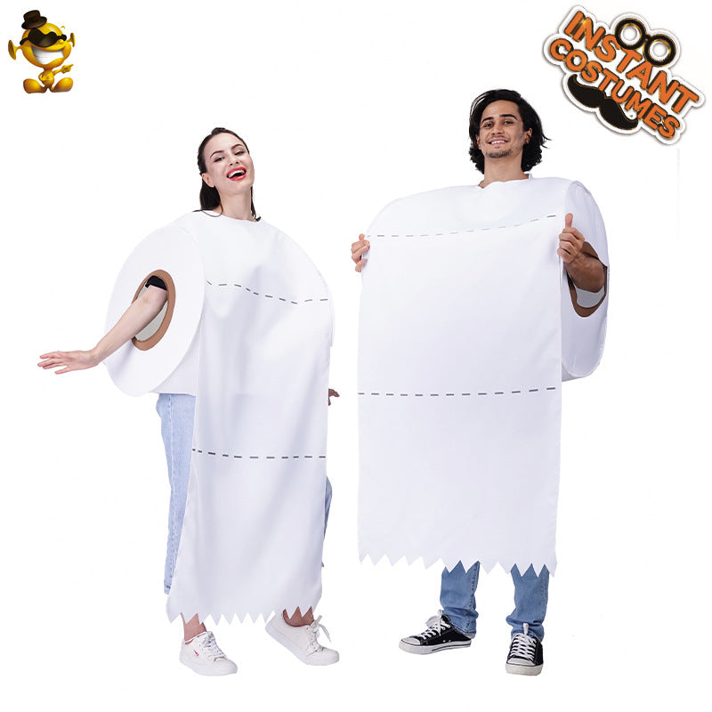 halloween couple costume matching printed toilet paper roll top