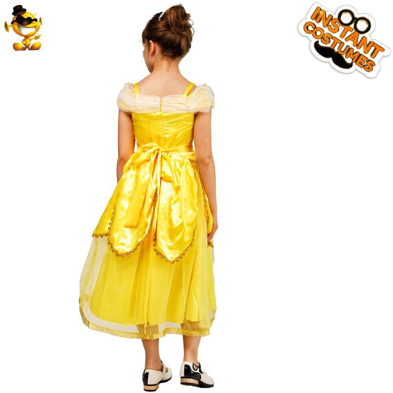yellow princess dress for girls kids stage costume role play cosplay Halloween party