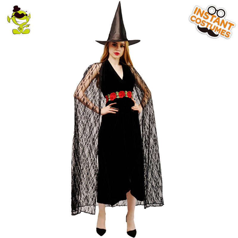 Halloween adult women long dress witch costume for stage performance and cosplay
