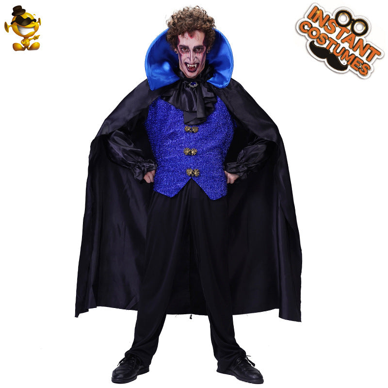 Costume de vampire d'Halloween pour homme, tenue de cosplay gothique effrayante pour les fêtes