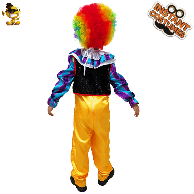 Halloween scary demon clown costume for boys kids cosplay party roleplay