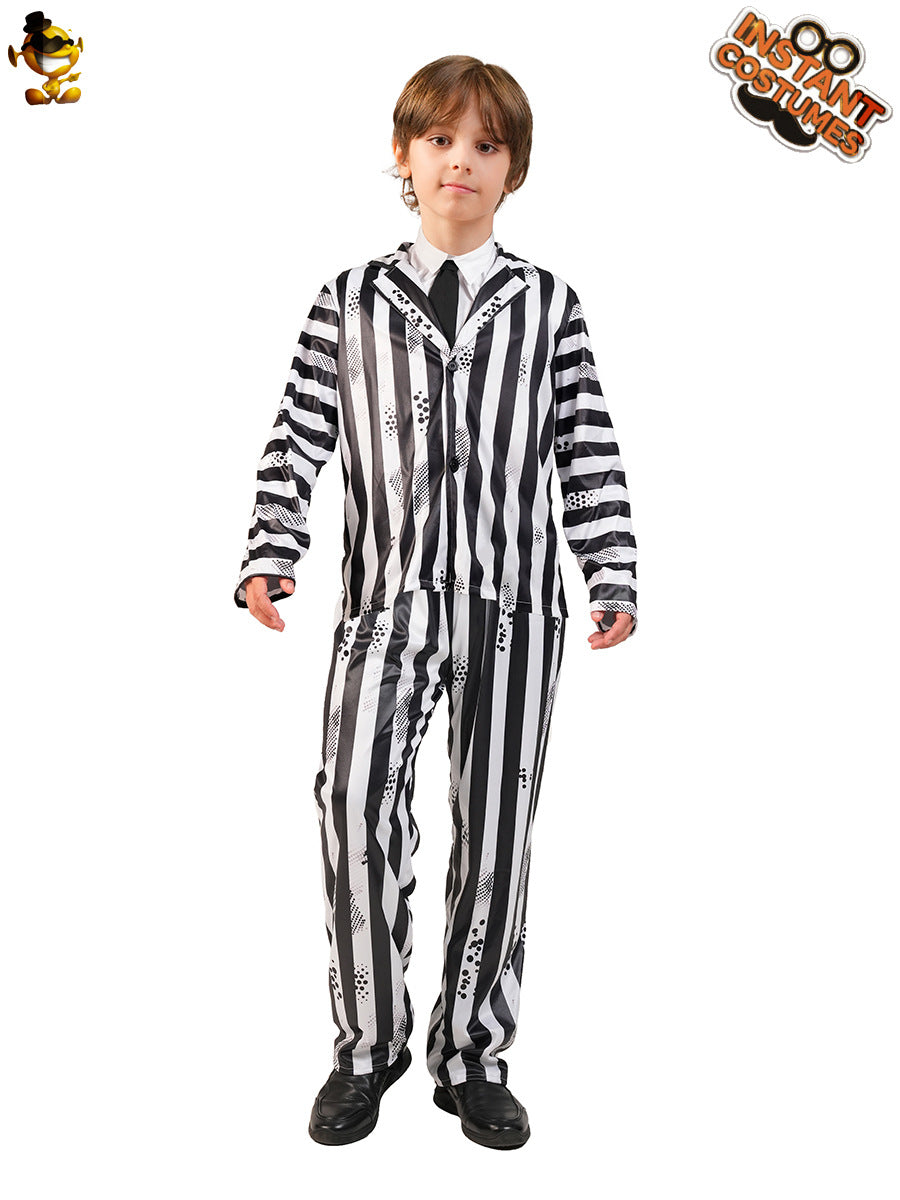 Halloween clown costume for adults and kids striped cosplay stage performance outfit