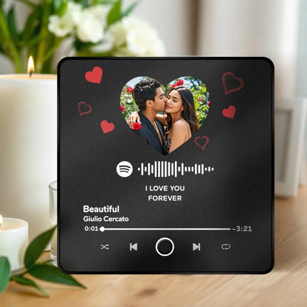 Customized Heart Photo Album Music Fridge Magnet Gift