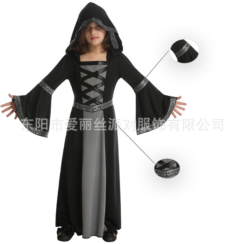 Disfraz de bruja para niños, disfraz de Halloween, cosplay, juego de rol, actuación en el escenario