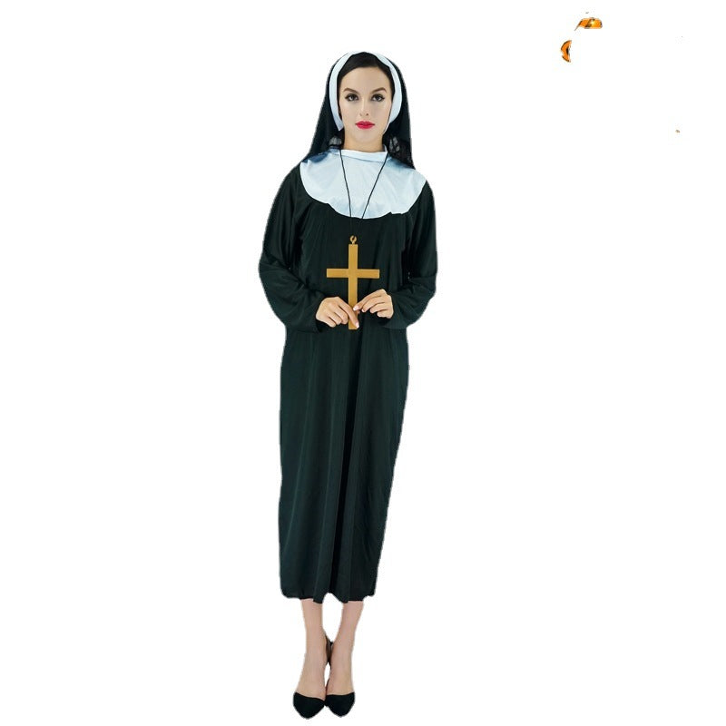 Nun costume for cosplay Halloween party religious stage performance