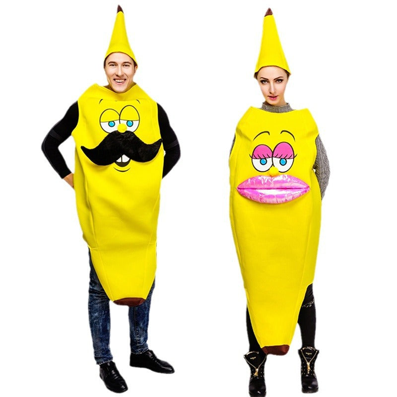 funny banana couple costume kissing banana mustache banana halloween party cosplay outfit