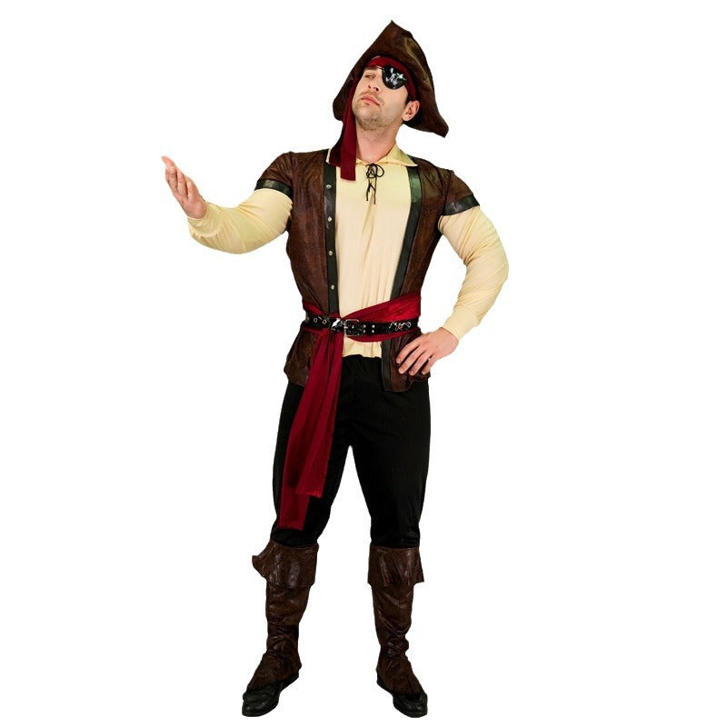 Disfraz de pirata de cuero para adultos, disfraz de Halloween, cosplay, juego de rol, fiesta, actuación en el escenario