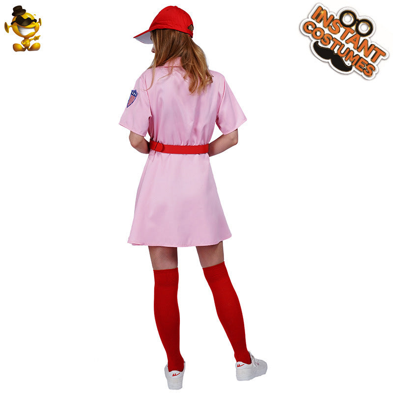 Ensemble veste de baseball rose pour femme, vêtements de sport décontractés, costume de cosplay pour Halloween et fêtes