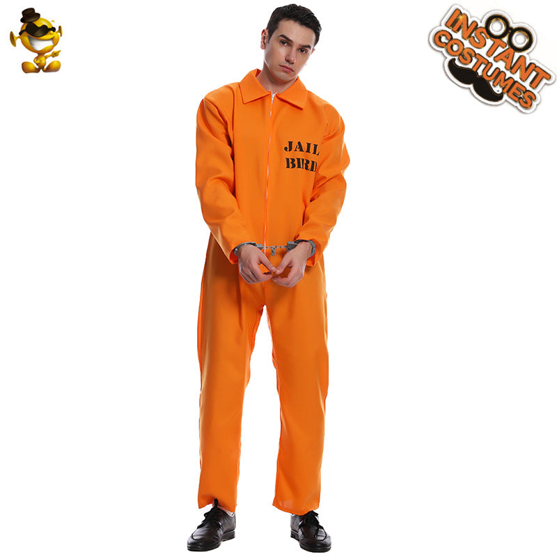Orange prisoner costume for couples, Halloween cosplay jumpsuit, unisex adult party outfit