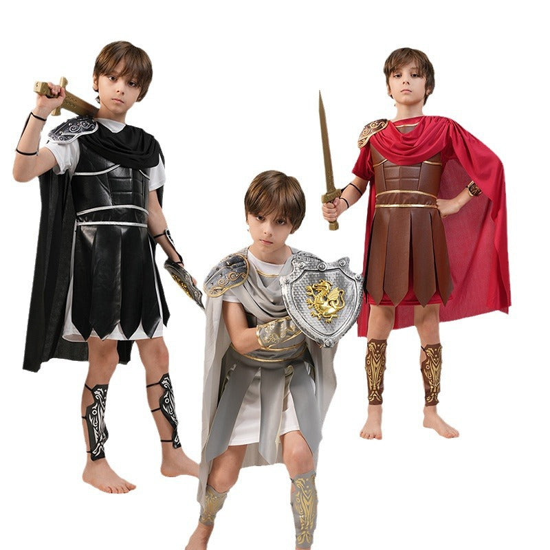 boys roman warrior costume for halloween cosplay and stage performance