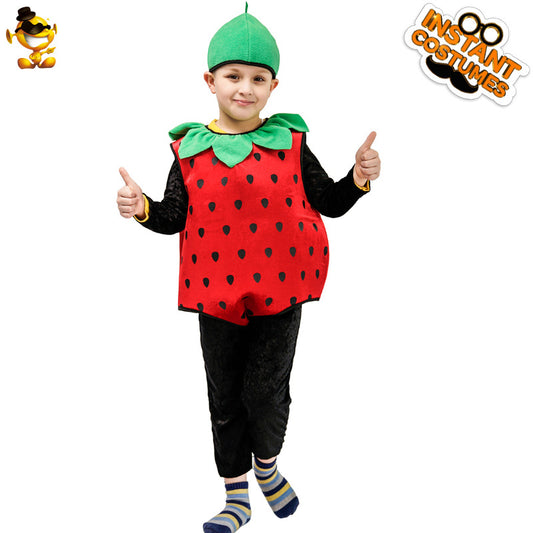Costume de fraise amusant pour enfants, idéal pour une fête d'Halloween ou une représentation sur scène