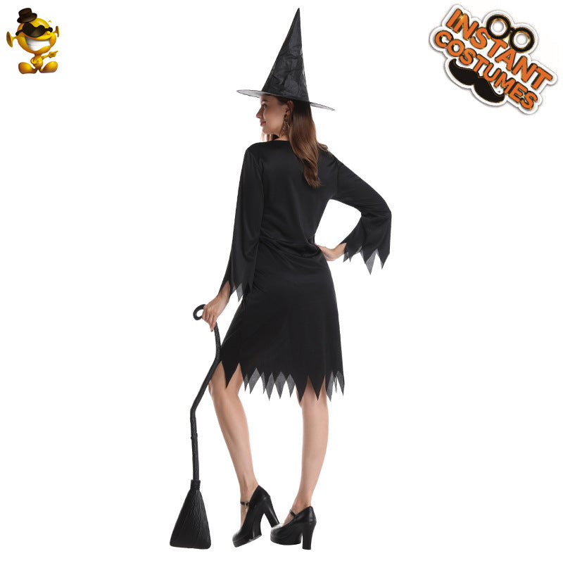 black witch costume for halloween cosplay stage performance and party