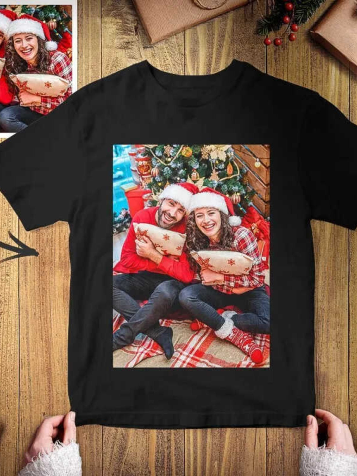 Custom Photo Men Cotton T Shirt Short Sleeve Black img 4