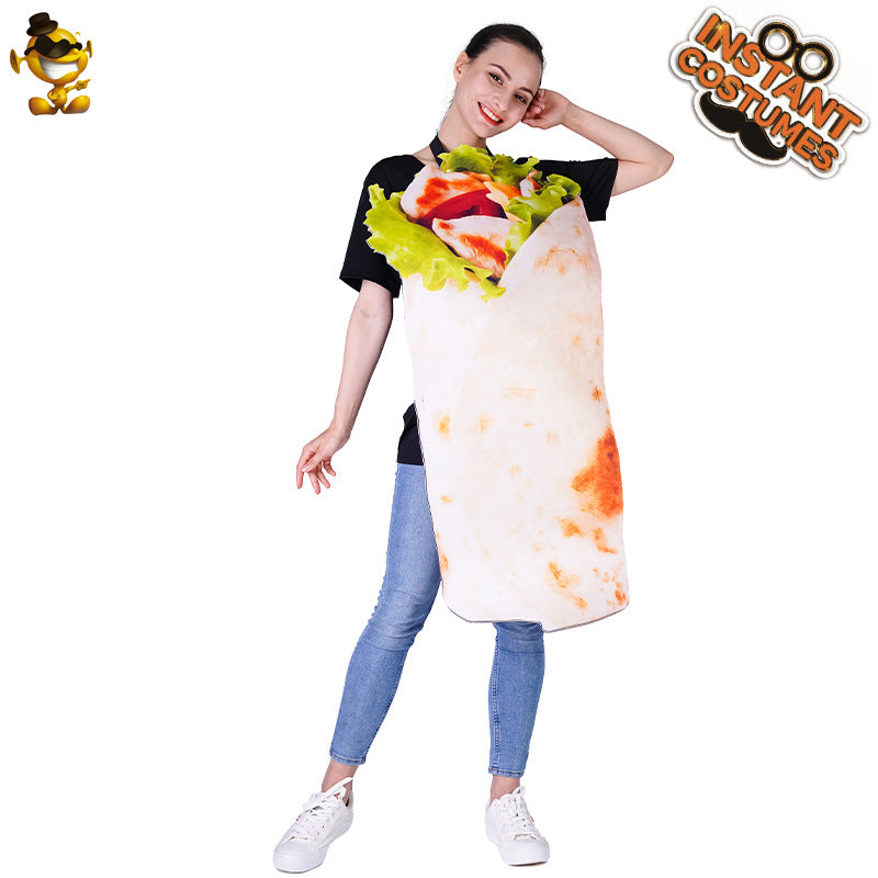 Halloween adult couples funny food costume pizza roll cosplay outfit for parties