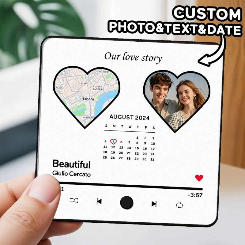 Custom Photo Album Music Fridge Magnet Heart Photo img 1