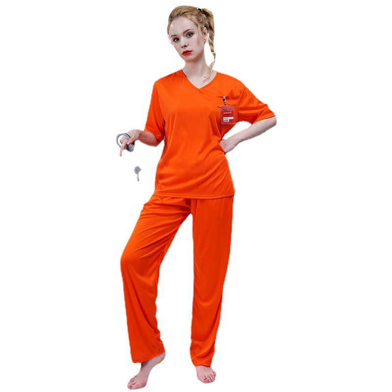 prisoner costume for Halloween cosplay role play stage performance