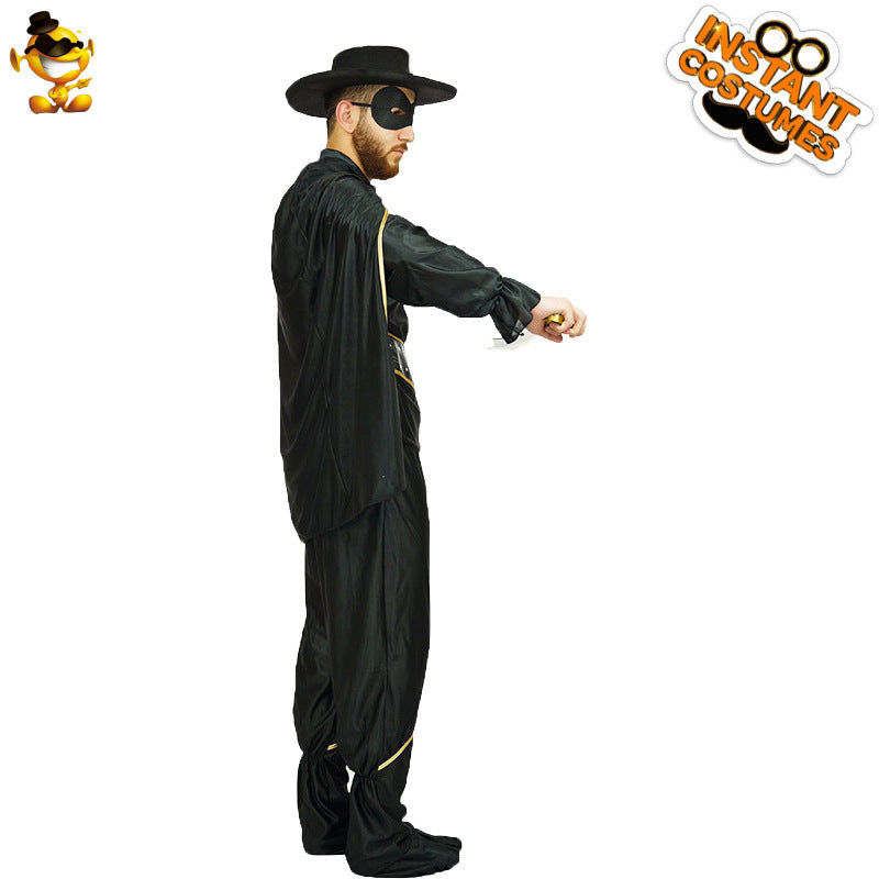 Adult Zorro Costume for Men Halloween Cosplay Party Stage Performance Outfit