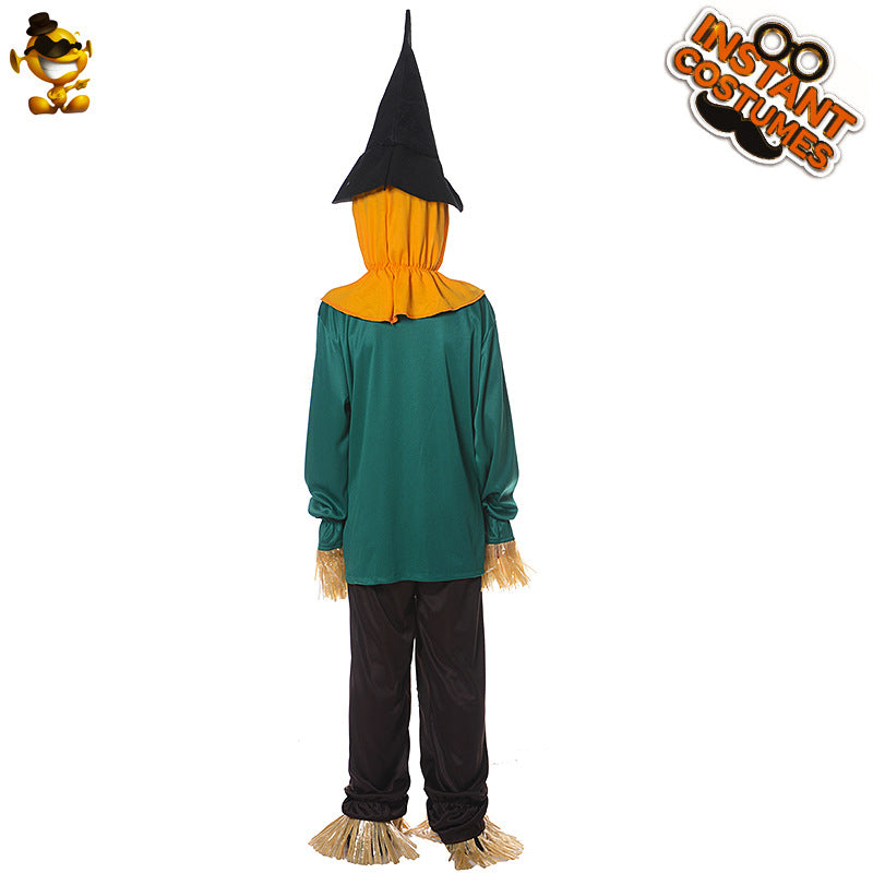 Disfraz de espantapájaros para niños de Halloween, ideal para cosplay y juego de rol.