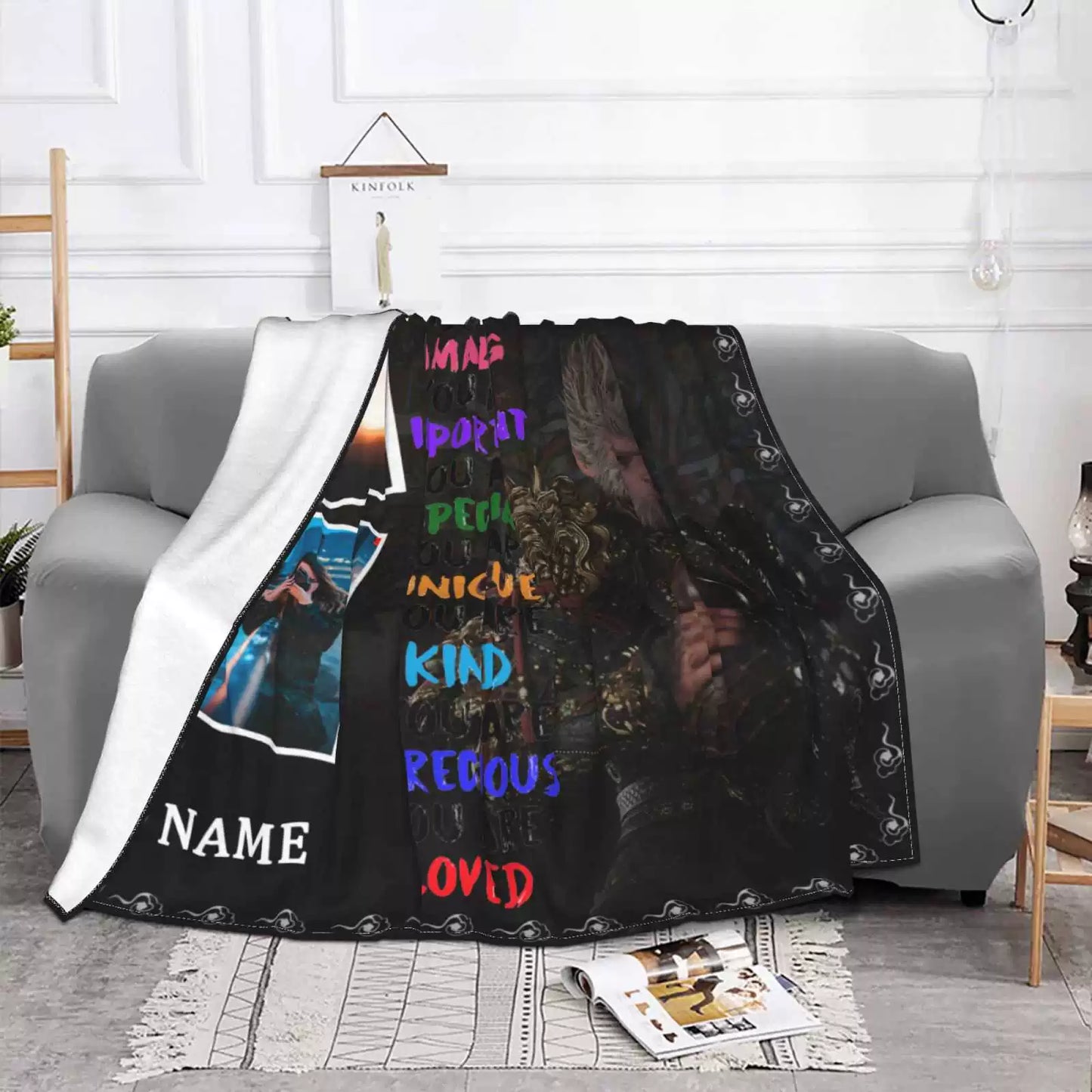 Custom Photo Name Blanket Black Myth Wukong Blanket img 4