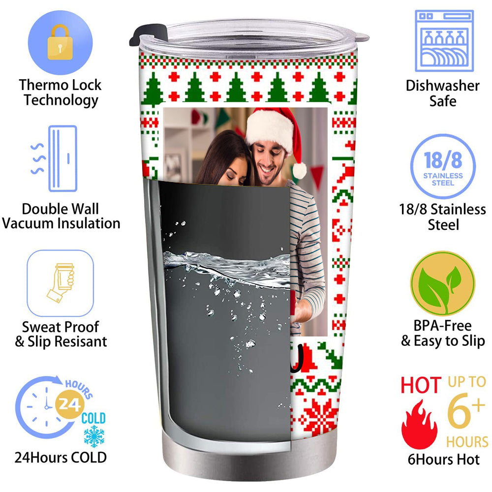 Custom Photo Name 20 Oz Christmas Tumbler Cup Travel Mug img 3
