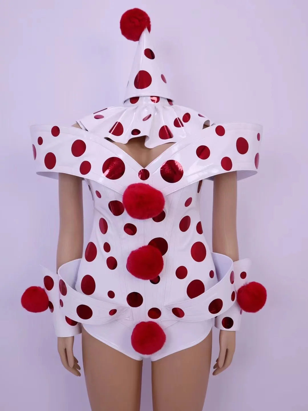 Polka Dot Cuff Headband Red and White Costume for Halloween Christmas Party Dance Performance Stage Wear