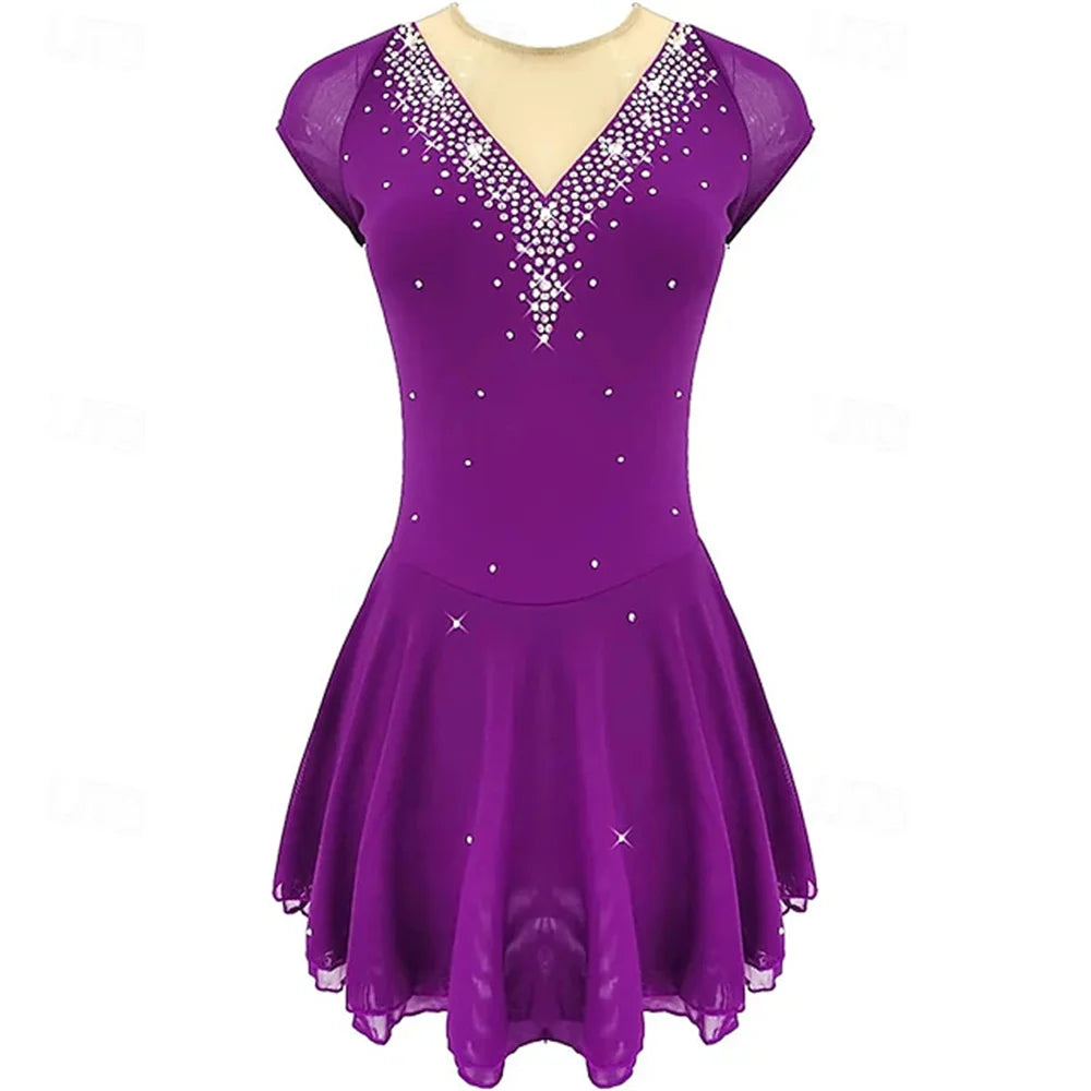Figure Skating Dress Women's Training Competition Skating Wear Classic Crystal / Rhinestone Long Sleeve Ice Skating