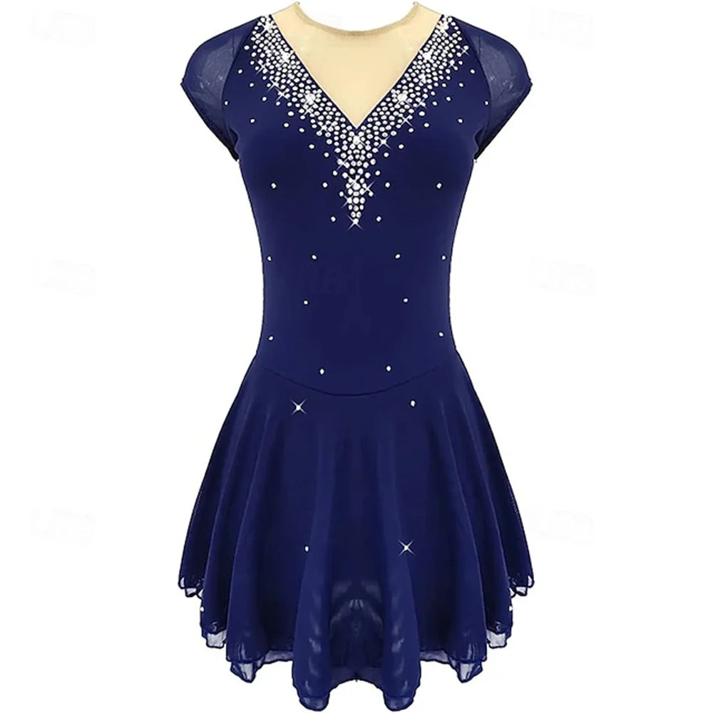 Figure Skating Dress Women's Training Competition Skating Wear Classic Crystal / Rhinestone Long Sleeve Ice Skating