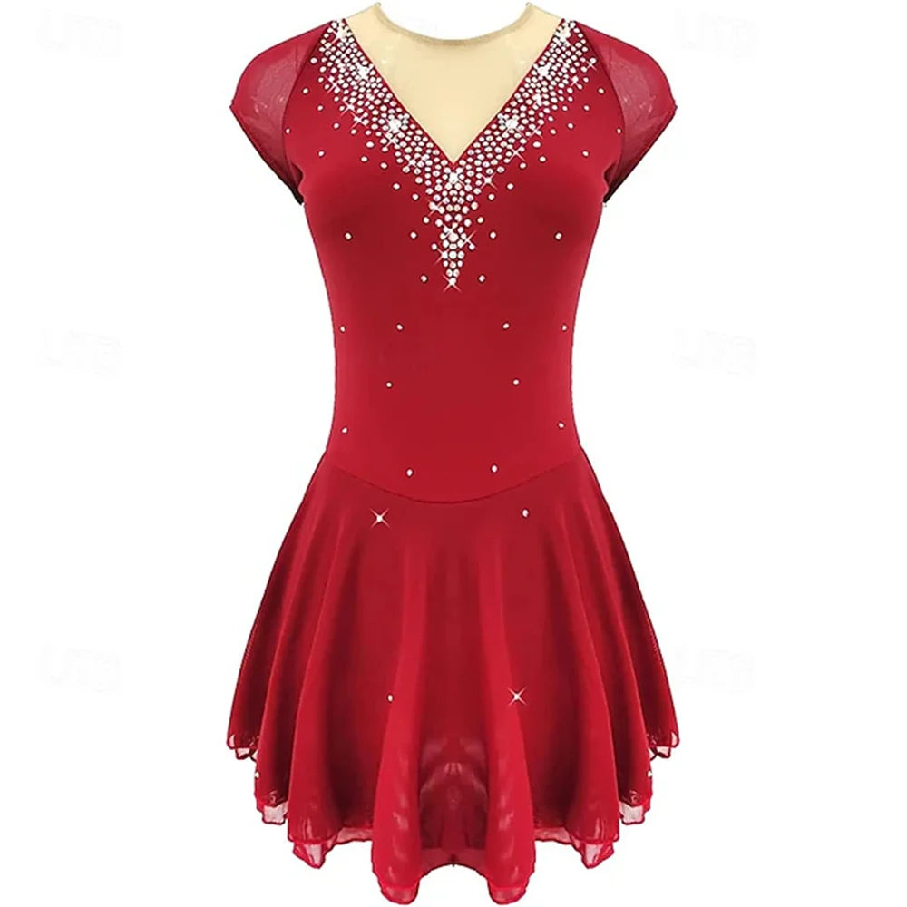Figure Skating Dress Women's Training Competition Skating Wear Classic Crystal / Rhinestone Long Sleeve Ice Skating