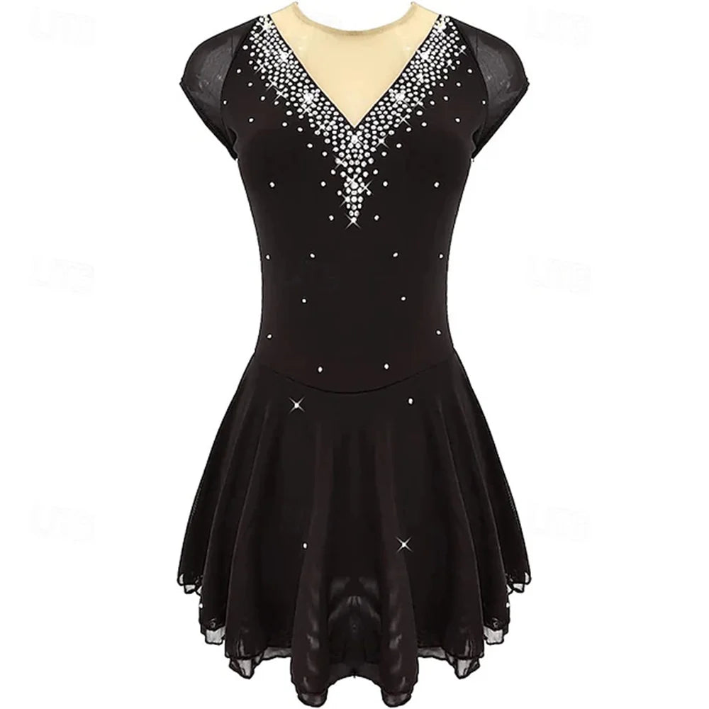 Figure Skating Dress Women's Training Competition Skating Wear Classic Crystal / Rhinestone Long Sleeve Ice Skating