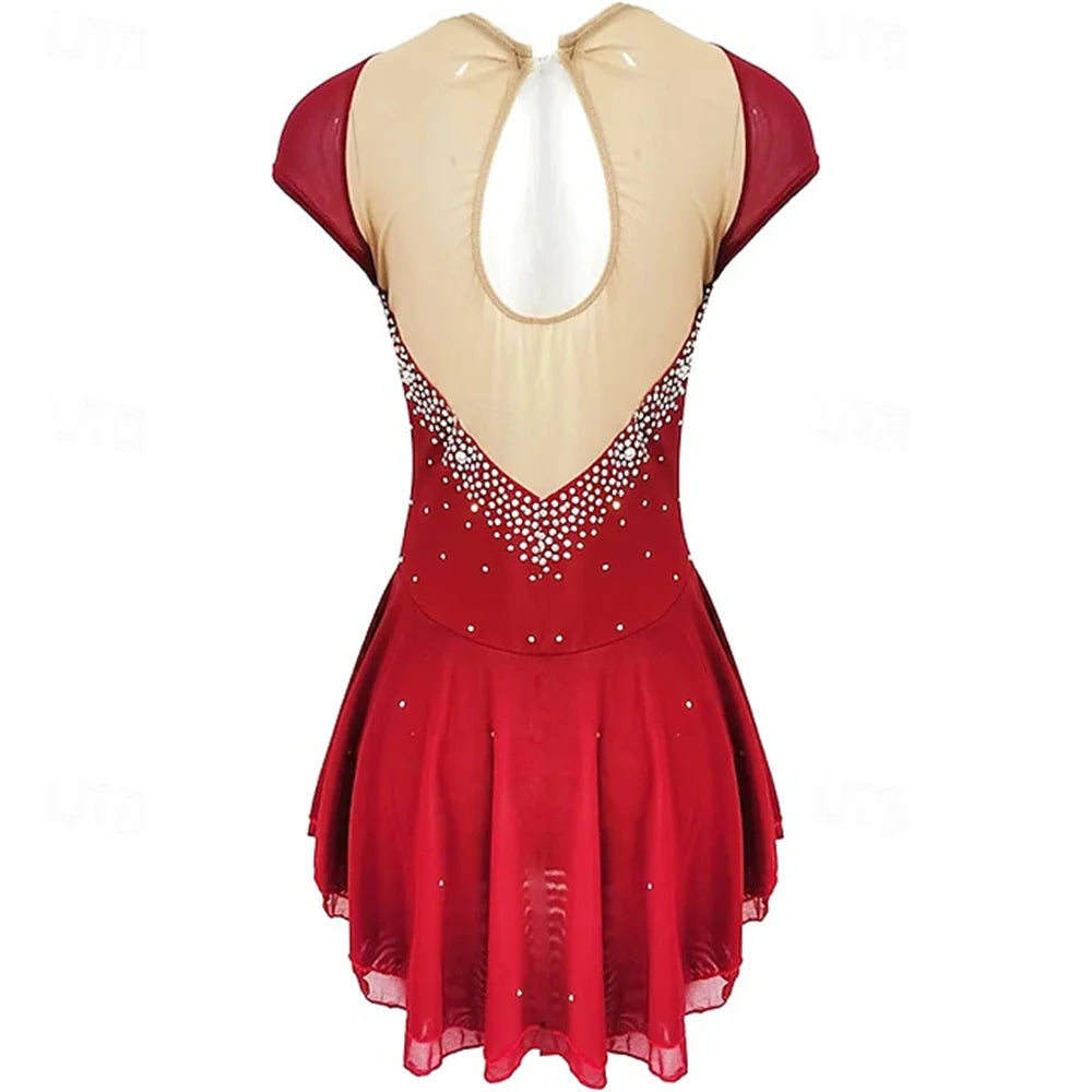 Figure Skating Dress Women's Training Competition Skating Wear Classic Crystal / Rhinestone Long Sleeve Ice Skating