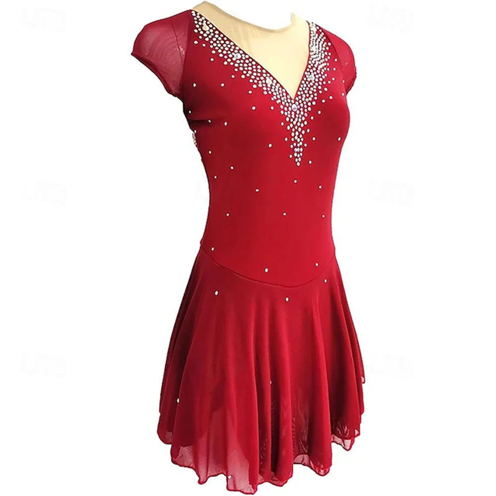 Figure Skating Dress Women's Training Competition Skating Wear Classic Crystal / Rhinestone Long Sleeve Ice Skating