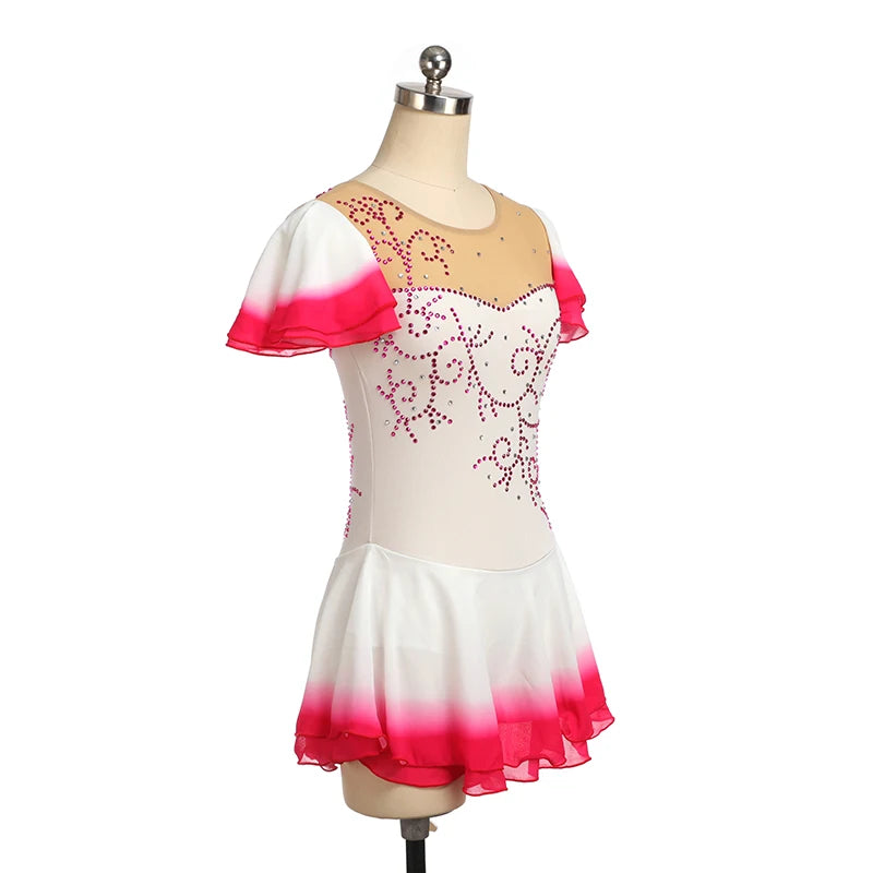 Figure Skating Dress Black Lace Long Sleeve Competition Girls Women Kids