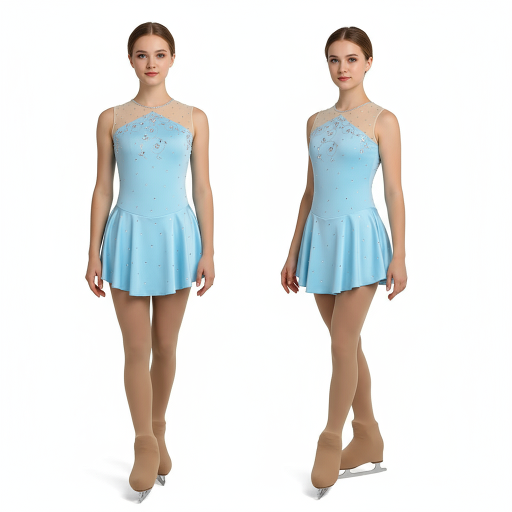 Figure Skating Training Dress Short Skirt Girls Women Gymnastics Dance Costume