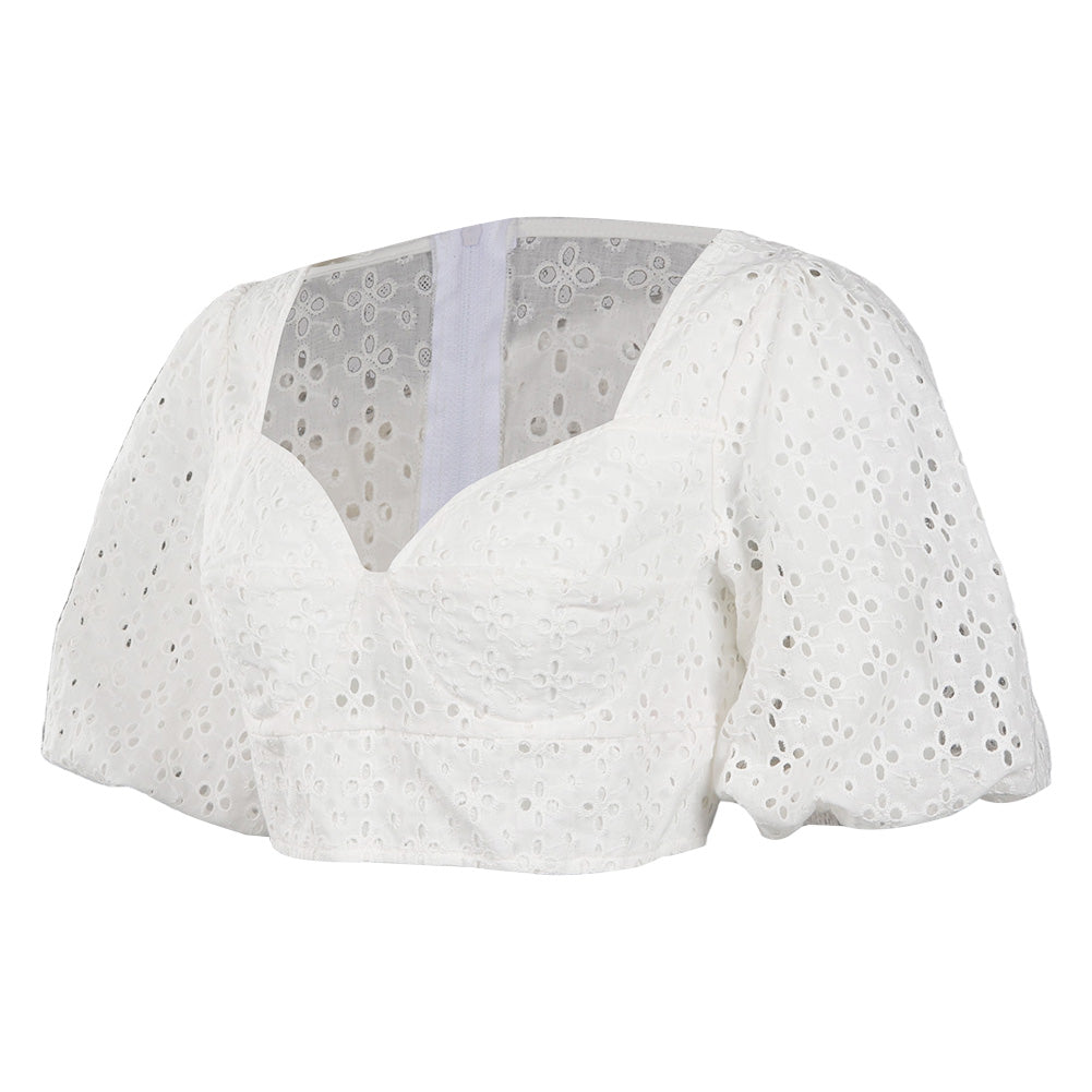 Doll Movie Margot Robbie Puff Sleeves Sexy Adult White Cropped Top Party Carnival Halloween Cosplay Costume