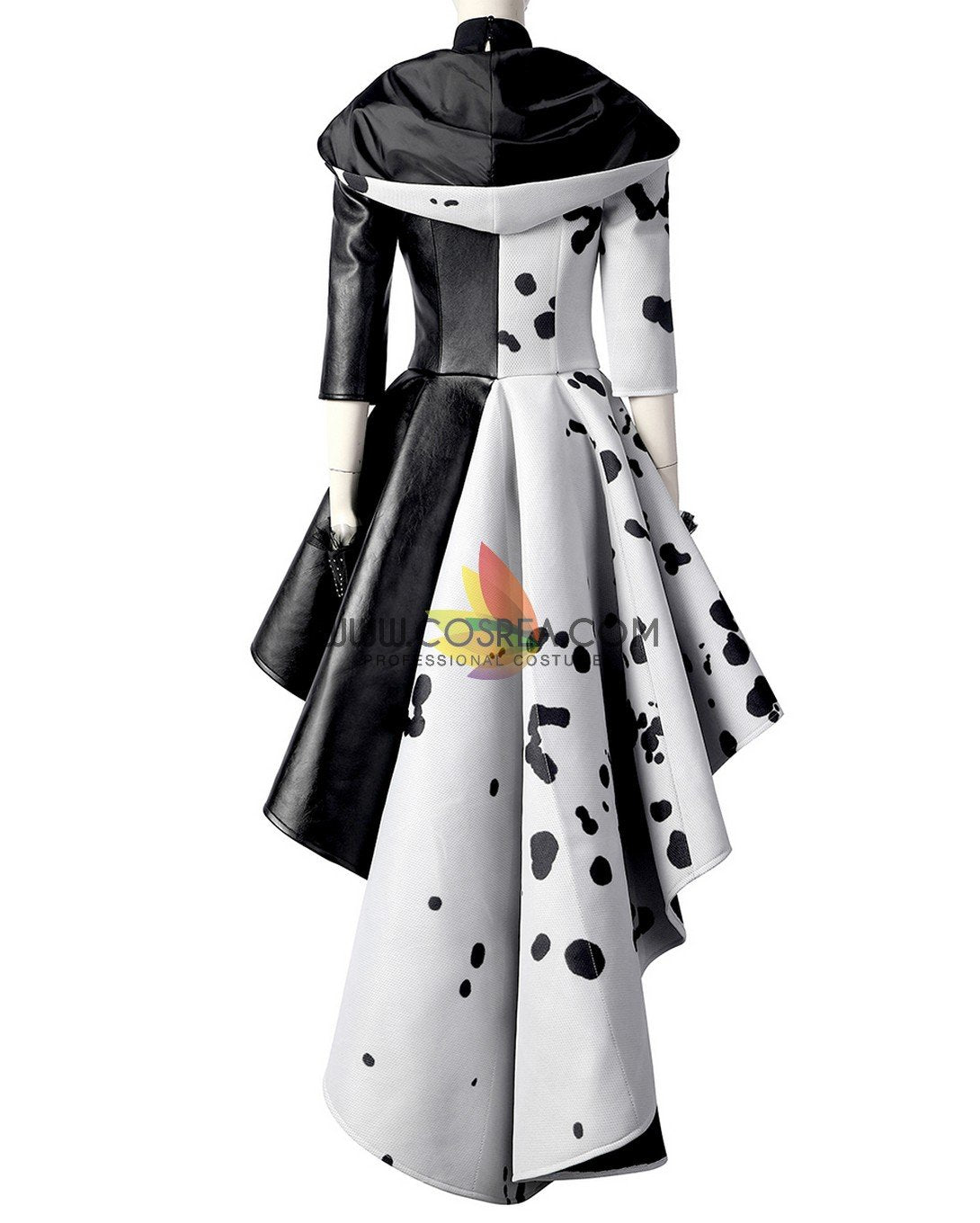 Cruella Live Action Movie 101 Dalmatian&#39;s PU Leather Cosplay Costume