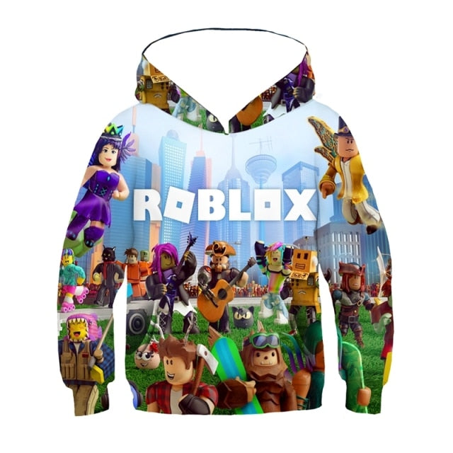 Kids Hoodie Cartoon Shooting Game Printing Children Hooded Roblox Casual Pullover Girls Boys Teen Sweatshirt