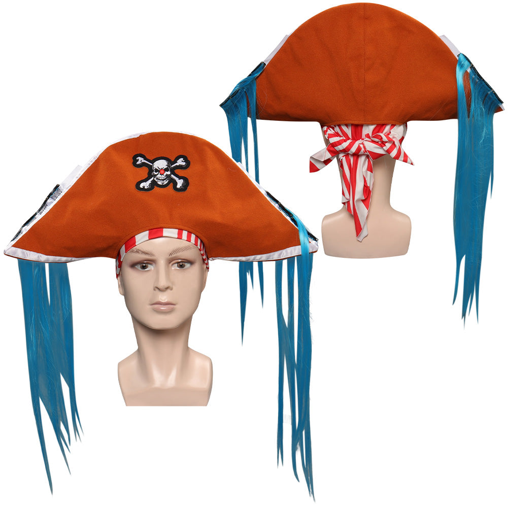 Anime One Piece Buggy Orange Pirate Hat Headgear Party Carnival Halloween Cosplay Accessories